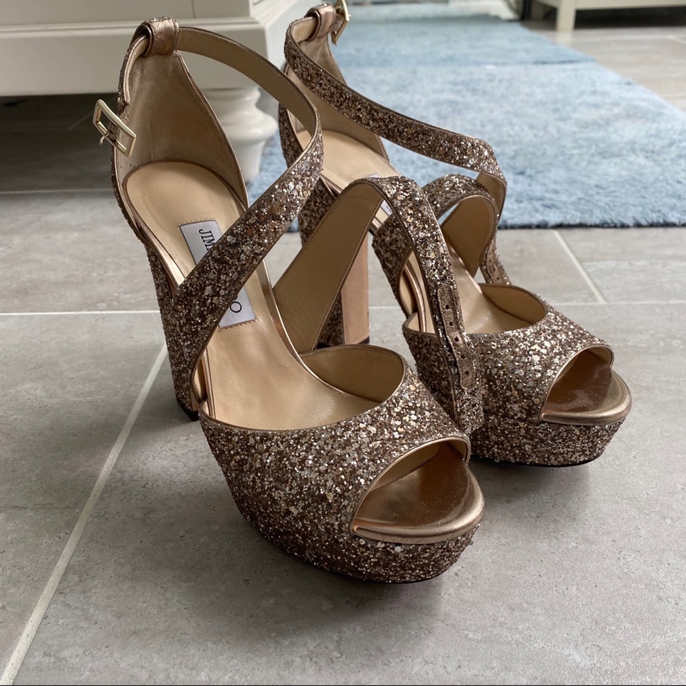 BNWOB Jimmy Choo Glitter Platform Heels